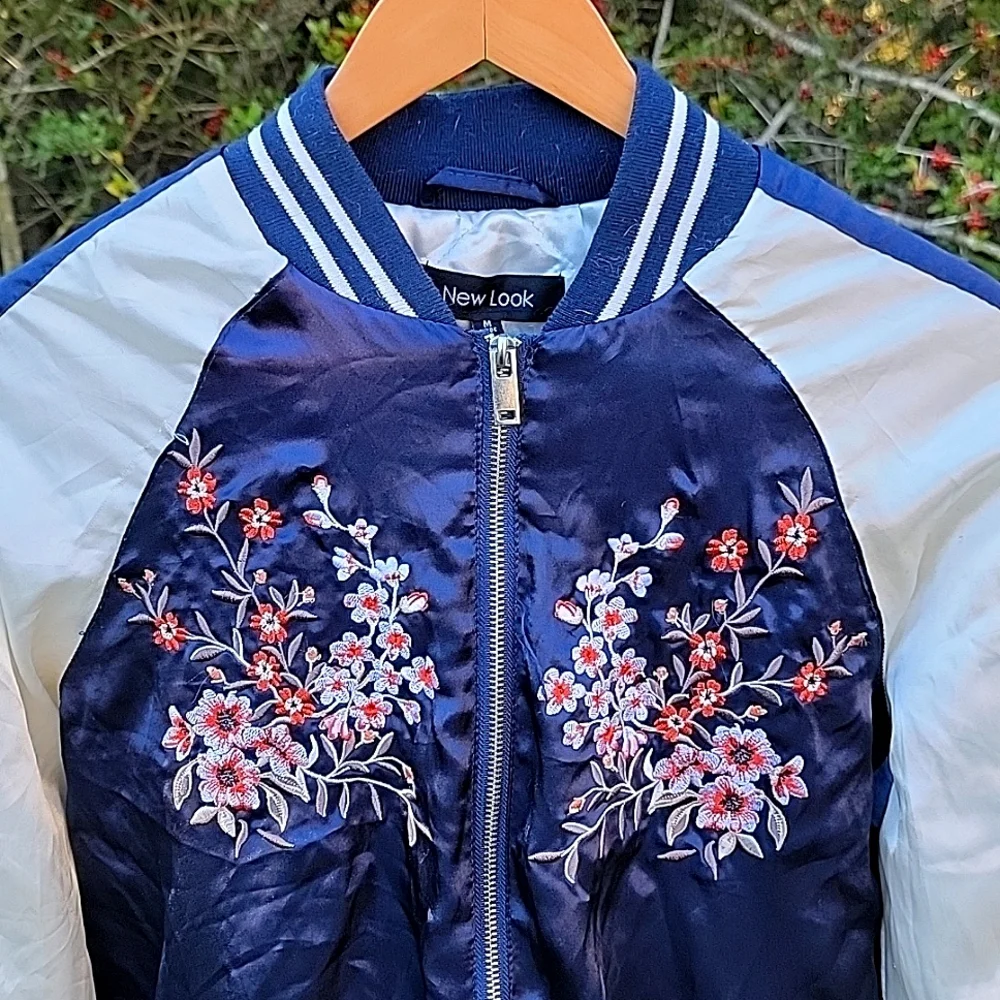 Cherry Blossom Jacket Japanese Style Varsity Embroidered Flowers - Picture 3 of 5